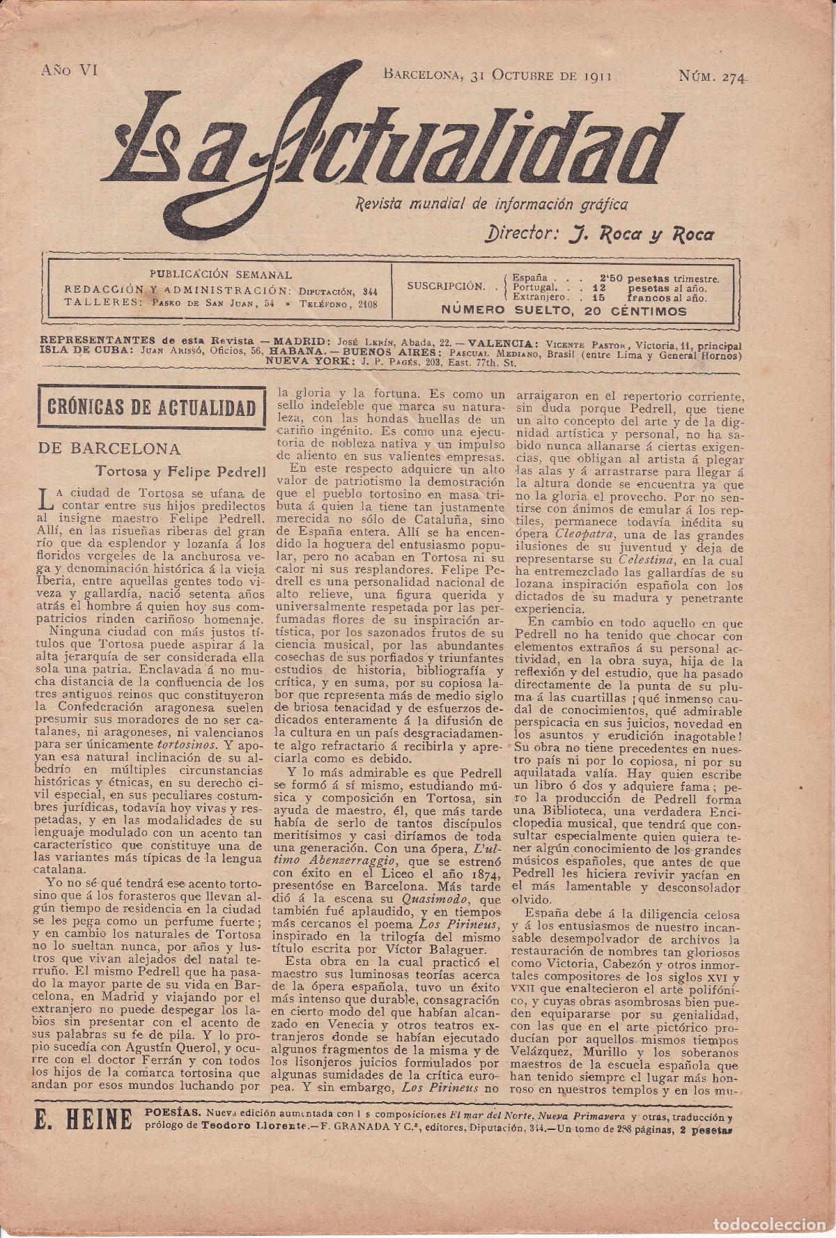 Coleccionismo de Revistas y Peri&oacute;dicos: LA ACTUALIDAD &ndash; REVISTA MENSUAL DE INFORMACI&Oacute;N GR&Aacute;FICA &ndash; OCTUBRE DE 1911