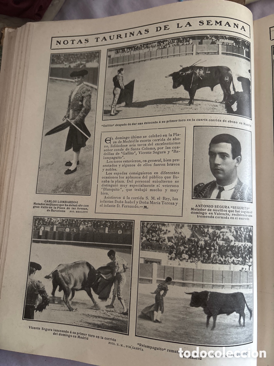 Coleccionismo de Revistas y Peri&oacute;dicos: a&ntilde;o 1909- Notas taurinas de la semana / La coronaci&oacute;n de la virgen de la cabeza juegos florales