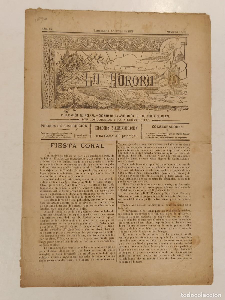 Collezionismo di Riviste e Giornali: LA AURORA - A&Ntilde;O 1898 - ORGANO DE LA ASOCIACION DE LOS COROS DE CLAV&Eacute; -VER FOTOS-(K-14.510)