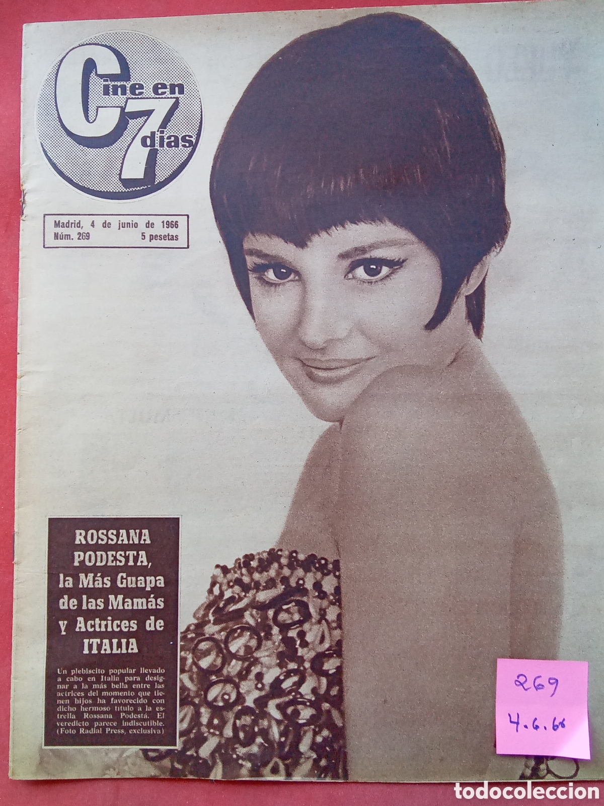 Coleccionismo de Revistas y Peri&oacute;dicos: REVISTA CINE EN 7 D&Iacute;AS . A&Ntilde;O 1966 . FECHA4 /6 N&deg;. .269