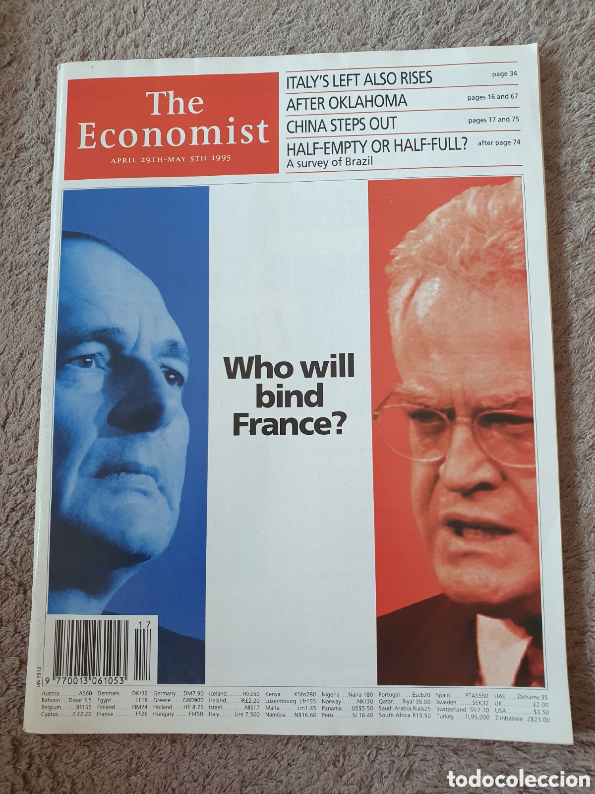 Collection Magazines and Newspapers: THE ECONOMIST VOLUME 335 N&ordm; 7912 - APRIL 1995- WHO WILL BIND FRANCE?