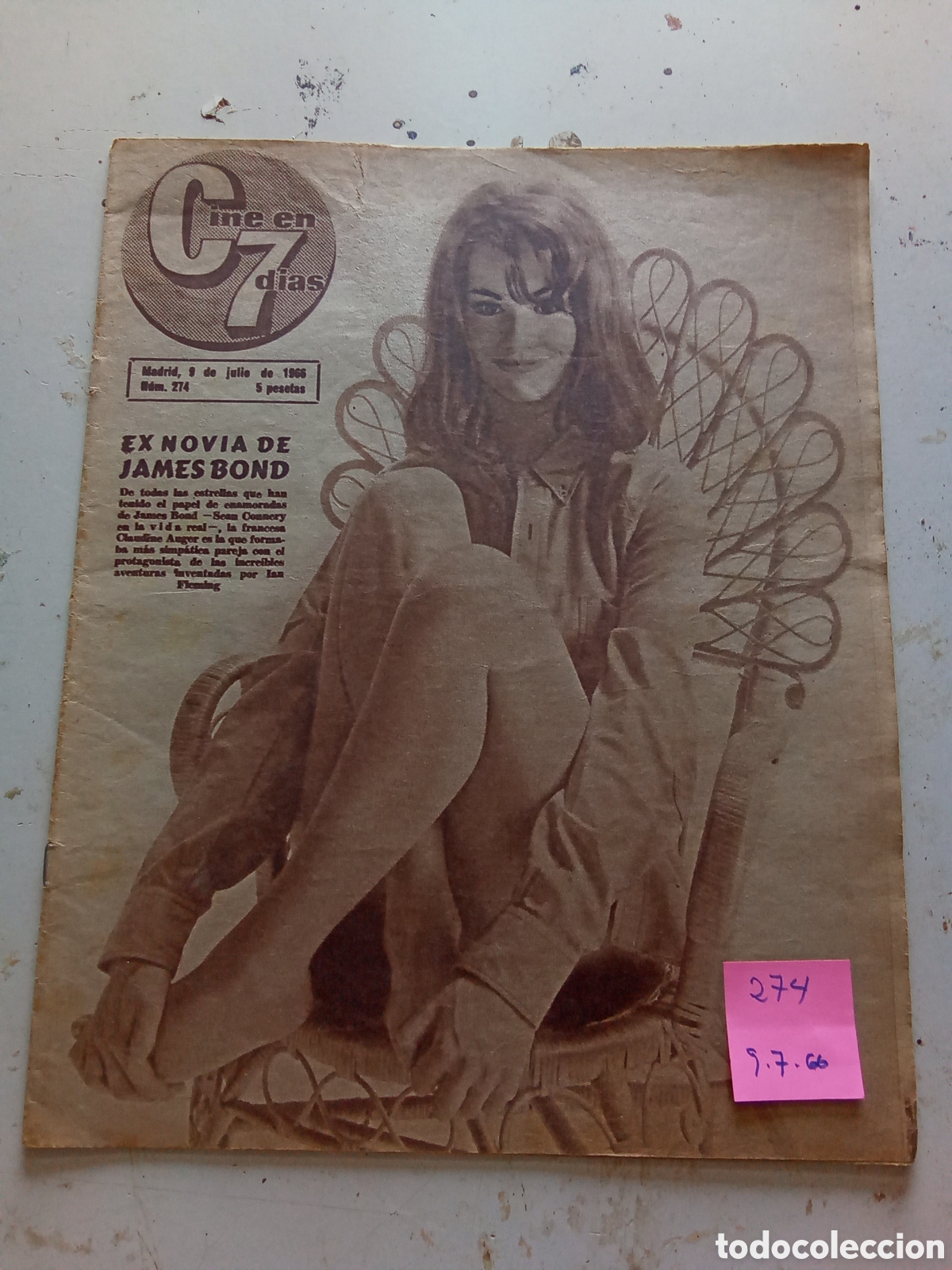 Collezionismo di Riviste e Giornali: REVISTA CINE EN 7 D&Iacute;AS . A&Ntilde;O 1966 . FECHA. 9/7.N&deg;. .274