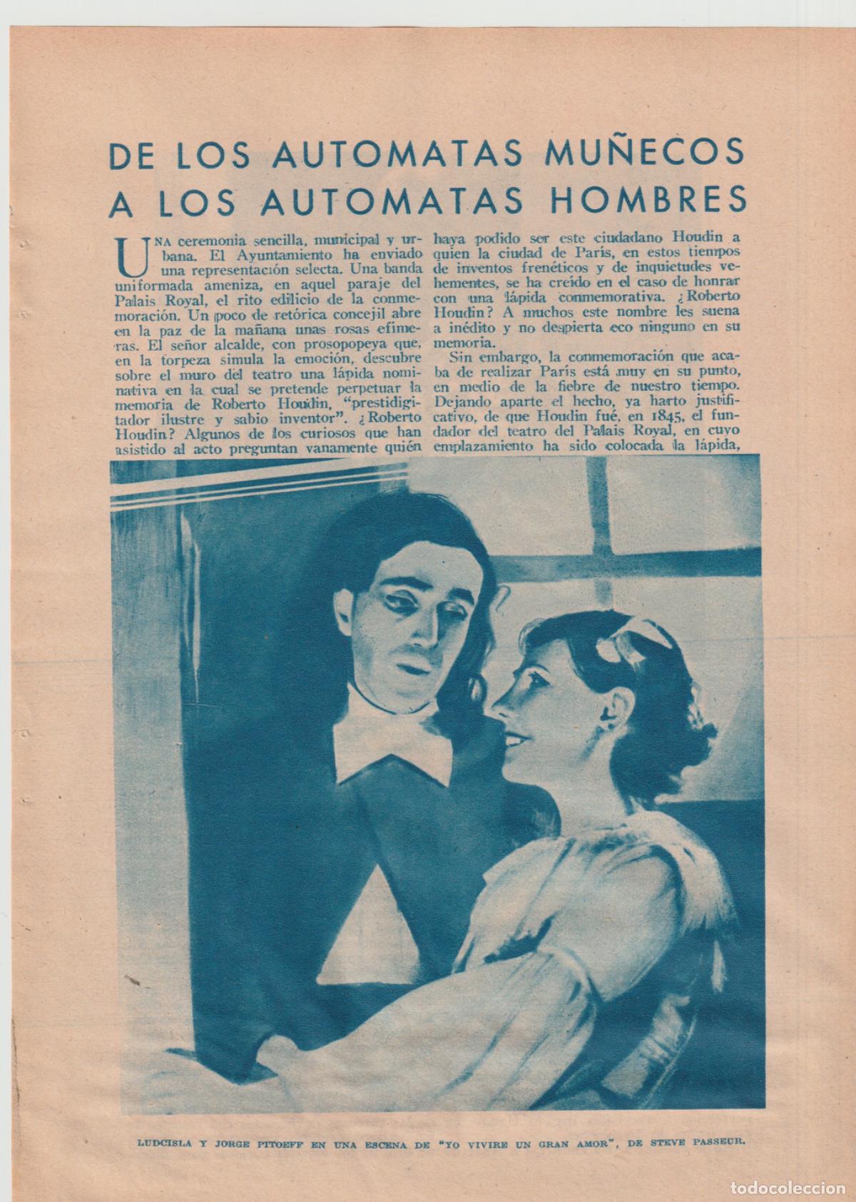 Collectionnisme de Revues et Journaux: * TEATRO * De los aut&oacute;matas mu&ntilde;ecos a los aut&oacute;matas hombres / Rafael Marquina -1935