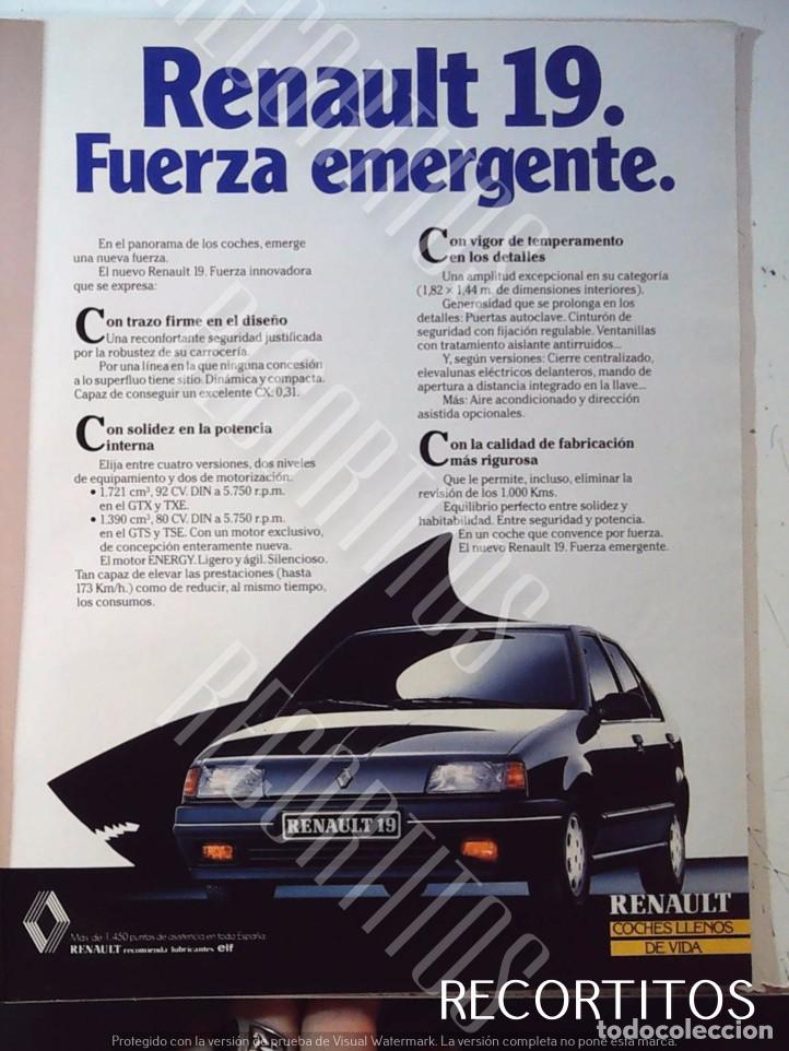 Coleccionismo de Revistas y Peri&oacute;dicos: RENAULT 19 ANUNCIO PUBLICIDAD