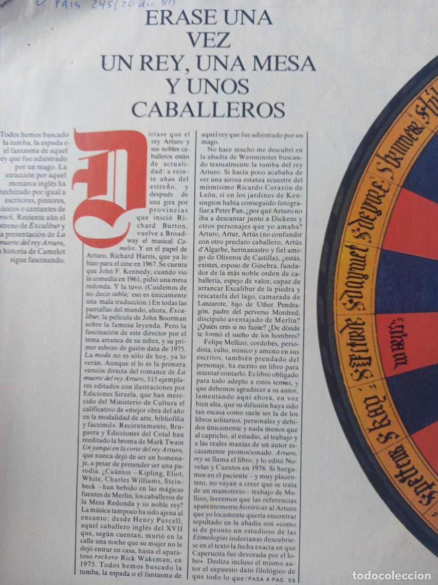 Coleccionismo de Revistas y Peri&oacute;dicos: LA LEYENDA DEL REY ARTURO RECREADA EN EXCALIBUR. 4 PAGINAS DE EL PAIS SEMANAL DICIEMBRE 1881
