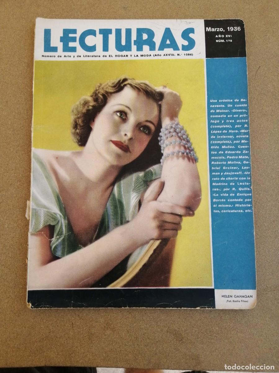 Coleccionismo de Revistas y Peri&oacute;dicos: REVISTA LECTURAS (NUMERO 178) MARZO 1936. PORTADA HELEN GANAGAN