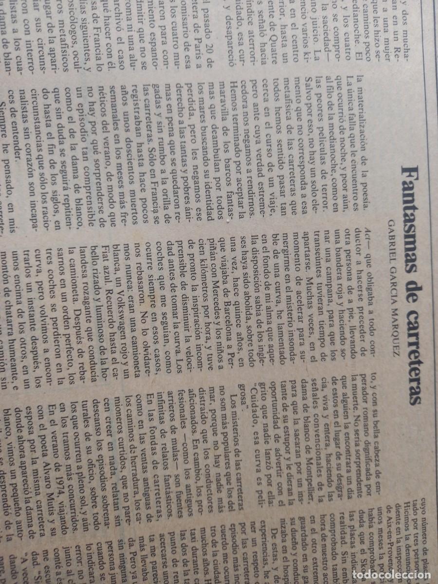 Coleccionismo de Revistas y Peri&oacute;dicos: GABRIEL GARC&Iacute;A M&Aacute;RQUEZ. FANTASMAS DE CARRETERA. ART&Iacute;CULO DE EL PA&Iacute;S AGOSTO 1981