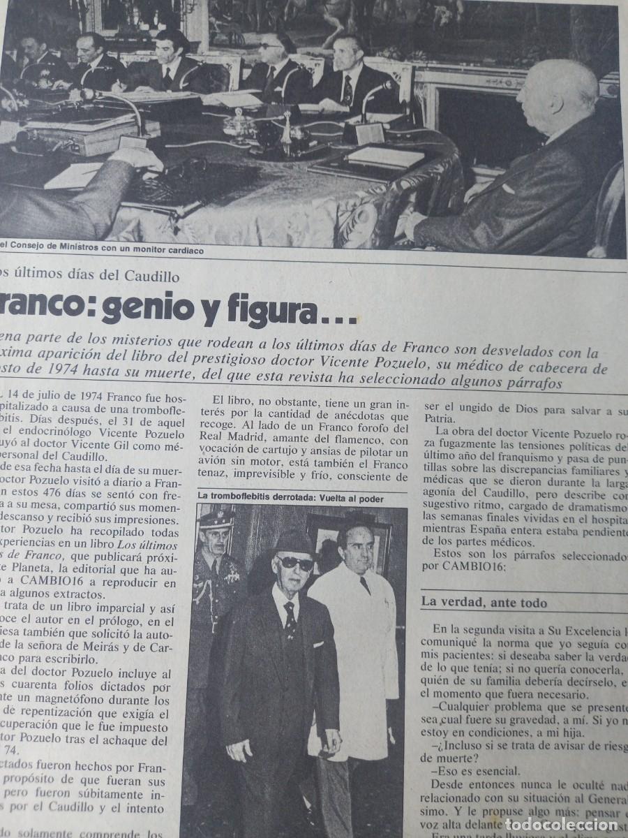 Collectionnisme de Revues et Journaux: LOS ULTIMOS DIAS DE FRANCO RELATADOS POR SU MEDICO PERSONAL. 3 PAGINAS DE CAMBIO 16 ABRIL 1980