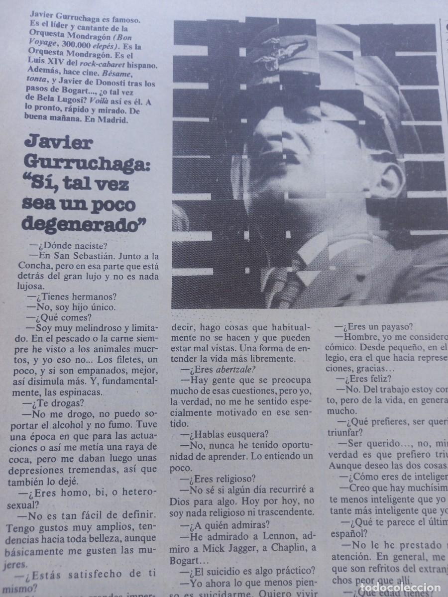 Coleccionismo de Revistas y Peri&oacute;dicos: ENTREVISTA A JAVIER GURRUCHAGA, DE LA ORQUESTA MONDRAG&Oacute;N. EXTRA&Iacute;DO DE EL PA&Iacute;S SEMANAL FEBRERO 1982