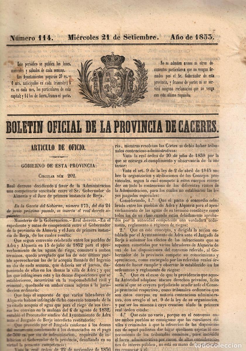 Coleccionismo de Revistas y Peri&oacute;dicos: FA9137. DOCUMENTOS. 1853, 21 de septiembre. Boletin oficial de Caceres