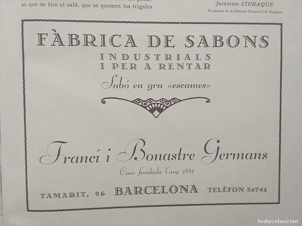 Collection Magazines and Newspapers: FABRICA SABONS INDUSTRIALS FRANCI BONASTRE GERMANS JABONES BARCELONA HOJA A&Ntilde;O 1933