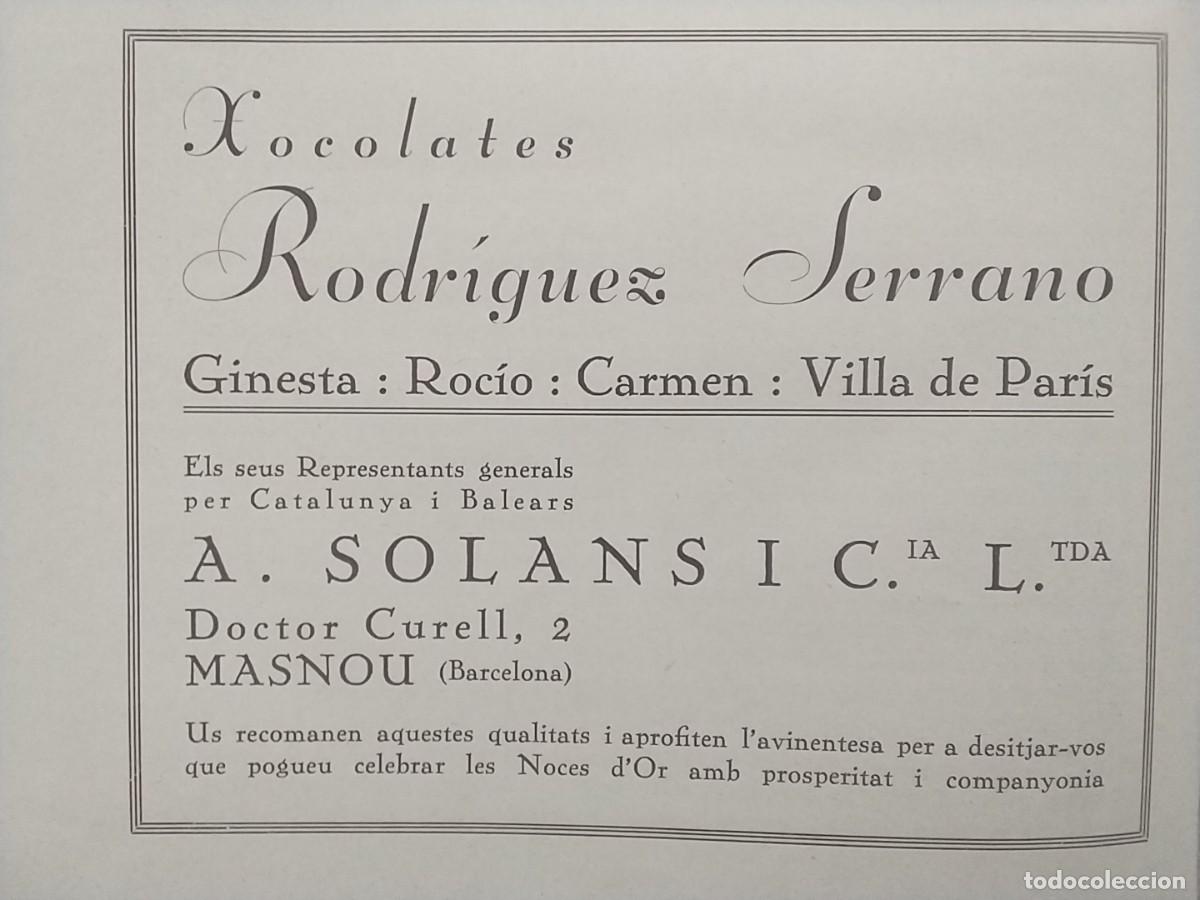 Sammeln von Zeitschriften und Zeitungen: XOCOLATES RODRIGUEZ SERRANO A.SOLANSI MASNOU CHOCOLATES BARCELONA 2 HOJAS A&Ntilde;O 1933