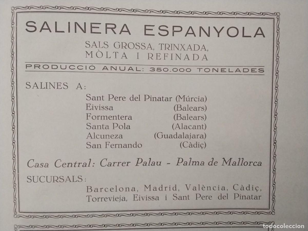 Colecionismo de Revistas e Jornais: SALINERA ESPA&Ntilde;OLA PALMA MALLORA SAL GROSSA TRINXADA MOLTA Y REFINADA SALINAS HOJA A&Ntilde;O 1933