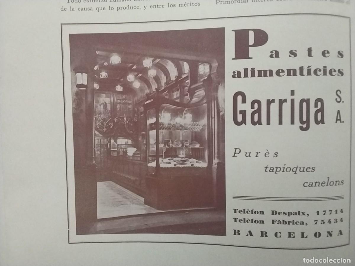 Sammeln von Zeitschriften und Zeitungen: PASTES ALIMENTICIES GARRIGA PURES TAPIOQUES CANELONS BARCELONA HOJA A&Ntilde;O 1933