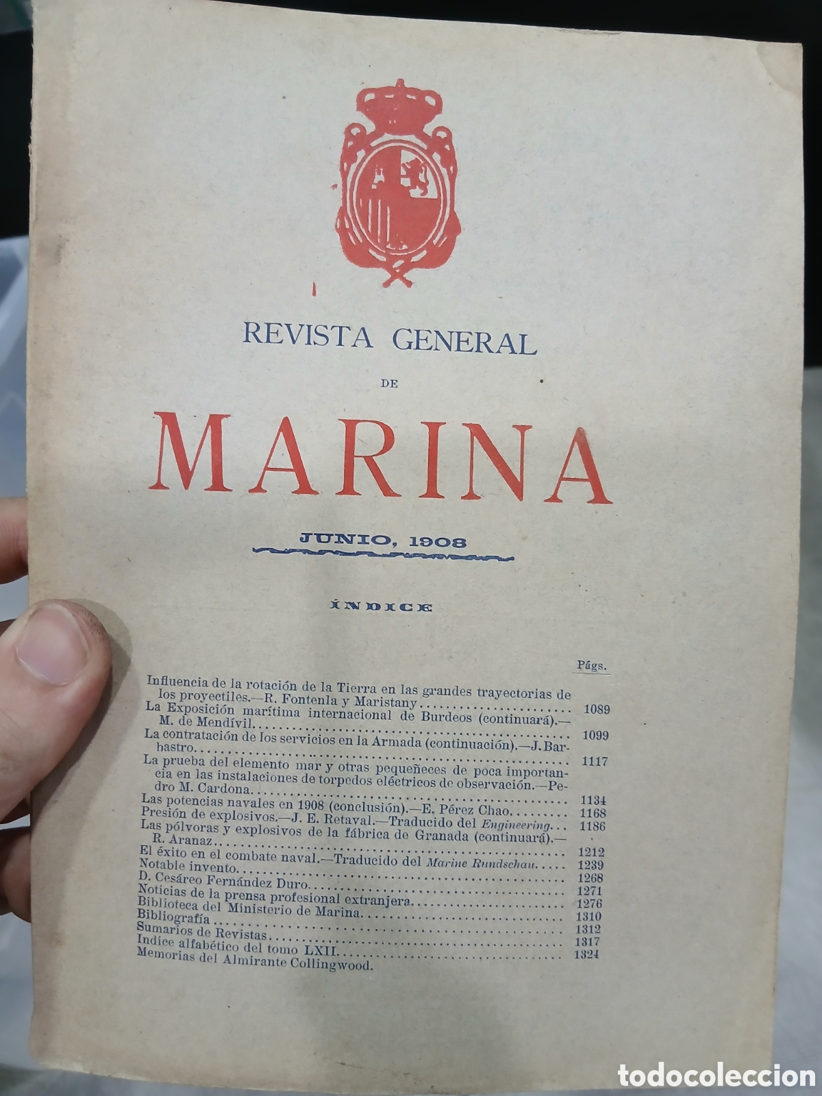 Collection Magazines and Newspapers: Revista general de Marina. Junio de 1908. (L129)