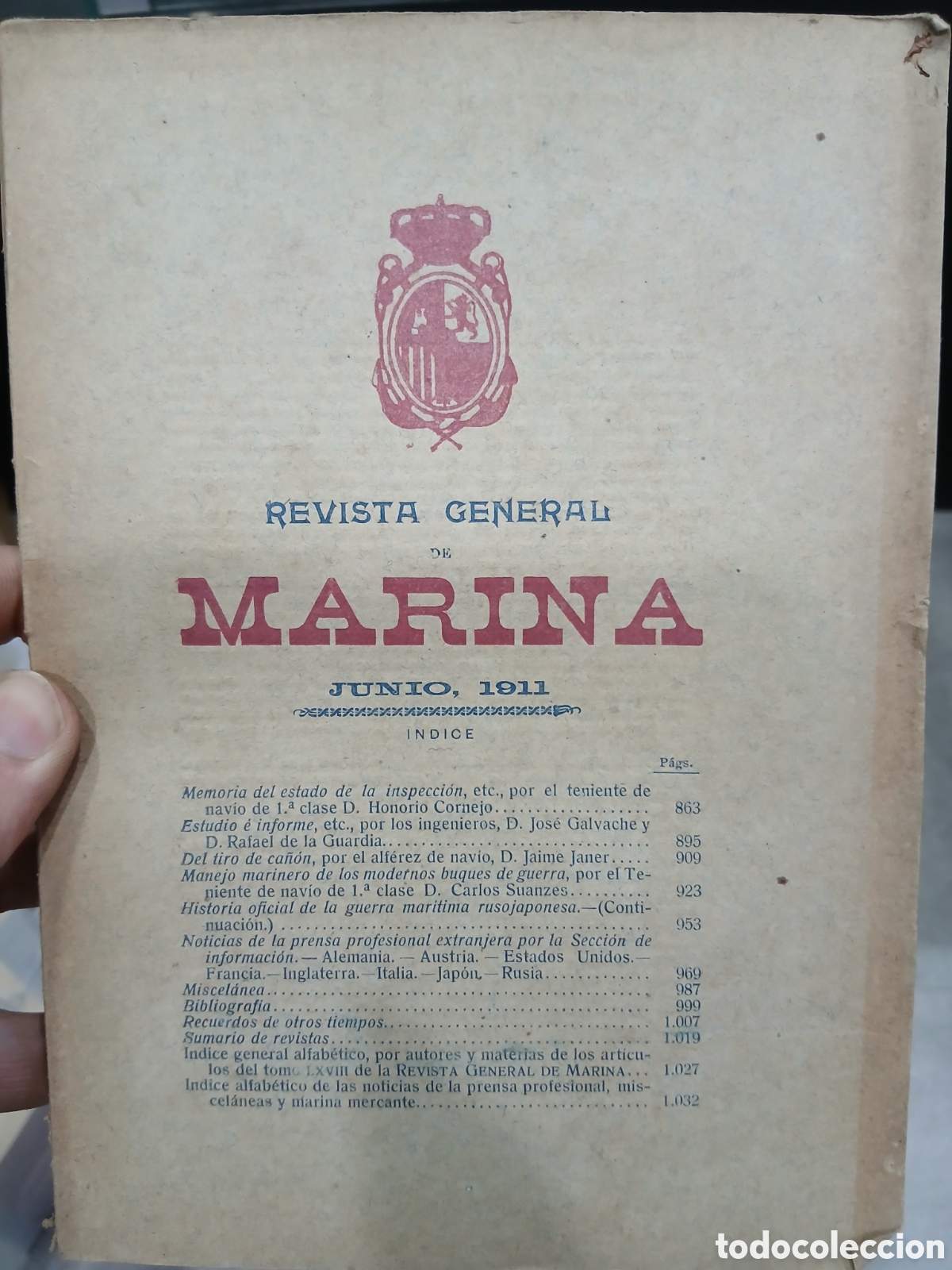 Collezionismo di Riviste e Giornali: Revista general de Marina. Junio de 1911. (L129)