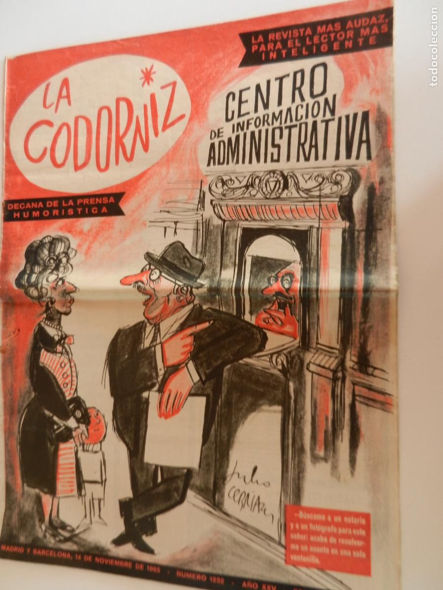 Coleccionismo de Revistas y Peri&oacute;dicos: LA CODORNIZ N&ordm; 1252 - 14-11-1965 - REVISTA DE PRENSA HUMORISTICA-