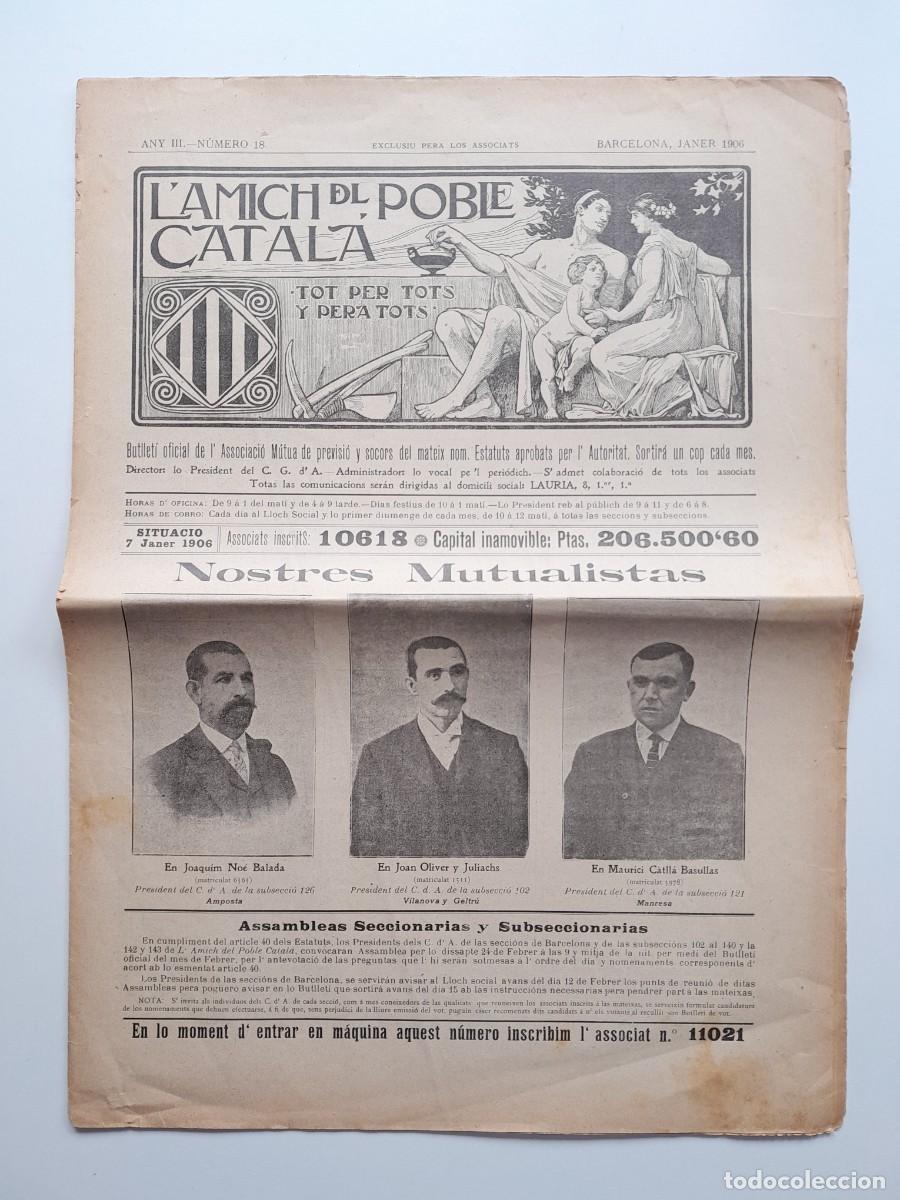 Coleccionismo de Revistas y Peri&oacute;dicos: L'AMICH DEL POBLE CATAL&Agrave; (BARCELONA) - ANY 3, N&Uacute;M. 18 (GENER 1906)