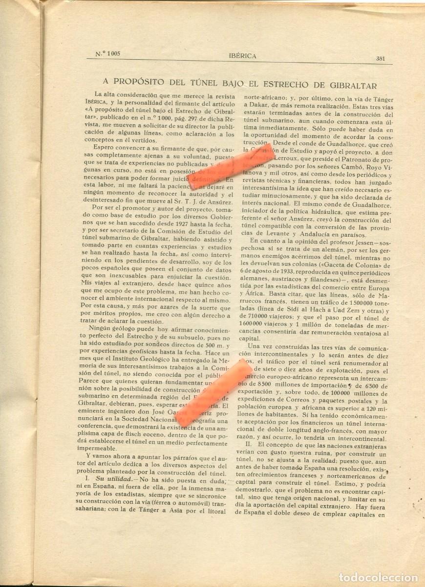 Collection Magazines and Newspapers: IBERICA 1933 1005 ARQUITECTURA HISTORICA MILITAR OPIDO GALO FORTIFICACION TUNEL ESTRECHO GIBRALTAR