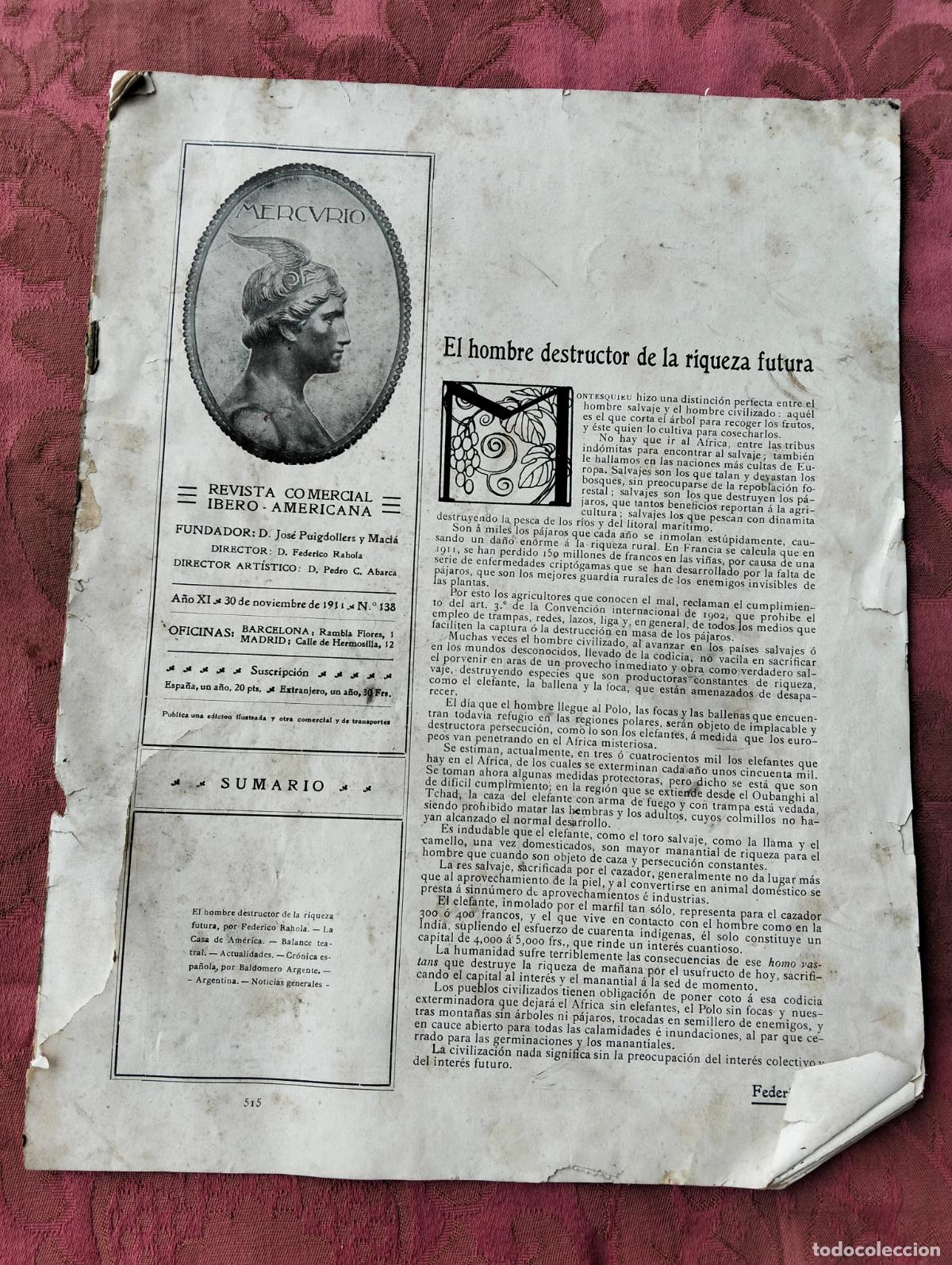 Coleccionismo de Revistas y Peri&oacute;dicos: Revista comercial ibero-americana a&ntilde;o XI 30 de noviembre de 1911 n&ordm;138
