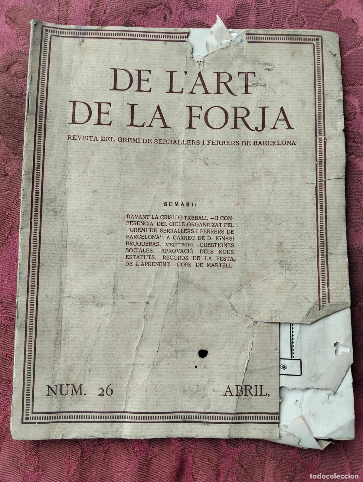 Collectionnisme de Revues et Journaux: Revista antigua de l'art de la forja revista del gremi de serrallers i ferrers de Barcelona a&ntilde;os 20