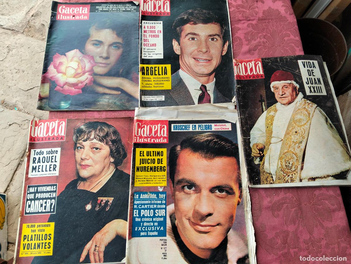 Sammeln von Zeitschriften und Zeitungen: Lote revistas Gaceta ilustrada a&ntilde;os 50-60 1962 Raquel Meller Kruschef Juan XXIII platillos volantes