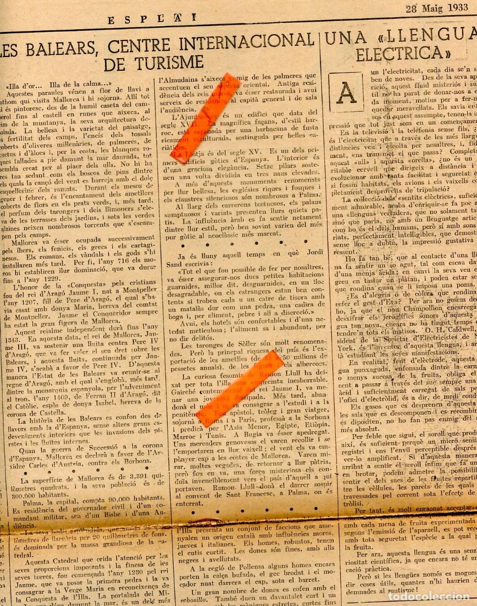 Coleccionismo de Revistas y Peri&oacute;dicos: PERIODICO A&Ntilde;O 1933 ISLAS BALEARES DESTINO INTERNACIONAL DE TURISMO MALLORCA