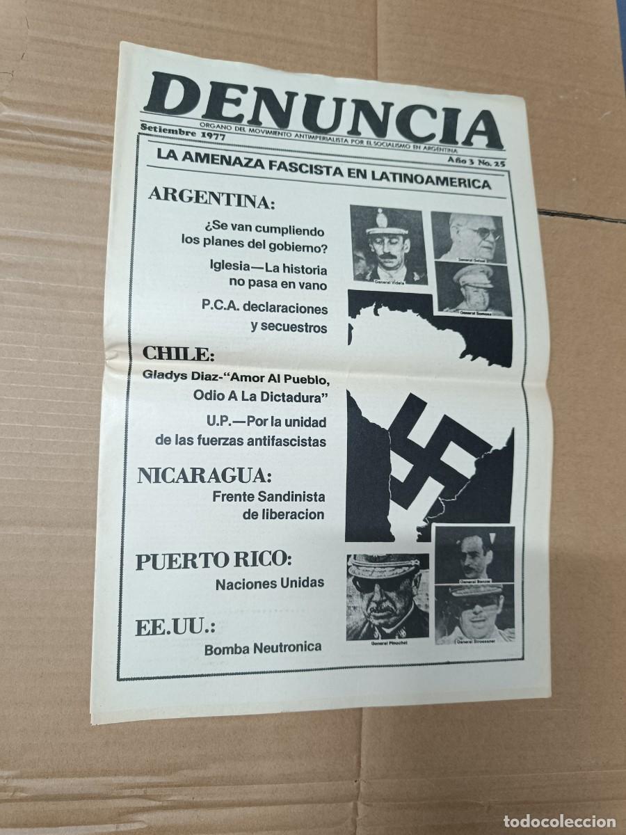 Coleccionismo de Revistas y Peri&oacute;dicos: ANTIGUO PERIODICO POLITICO DENUNCIA, MOVIMIENTO ANTI IMPERIALISTA ARGENTINA, CHILE NICARAGUA 1977 P2