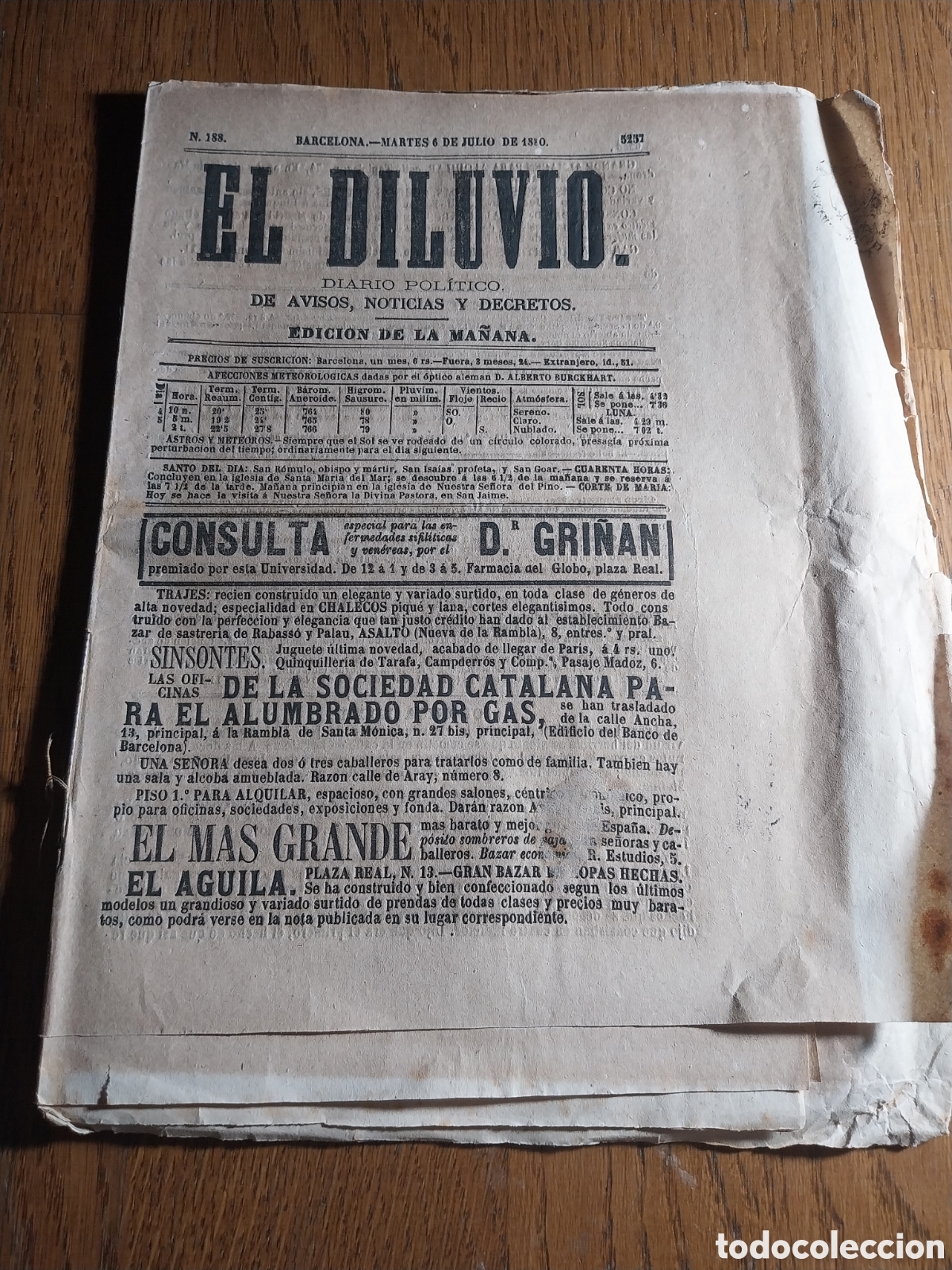 Coleccionismo de Revistas y Peri&oacute;dicos: EL DILUVIO 1880 JUICIO DEL ASESINATO CALLE DE LA PALOMA BARCELONA.DON CARLOS D BORBON Y EL GRAL BOET