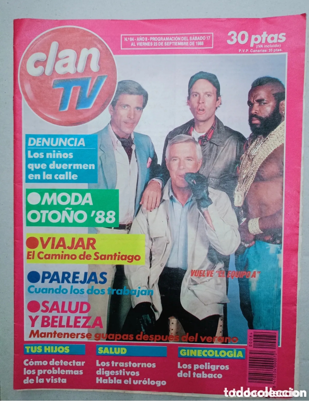 Collezionismo di Riviste e Giornali: Clan TV n 84 septiembre 1988 el equipo A
