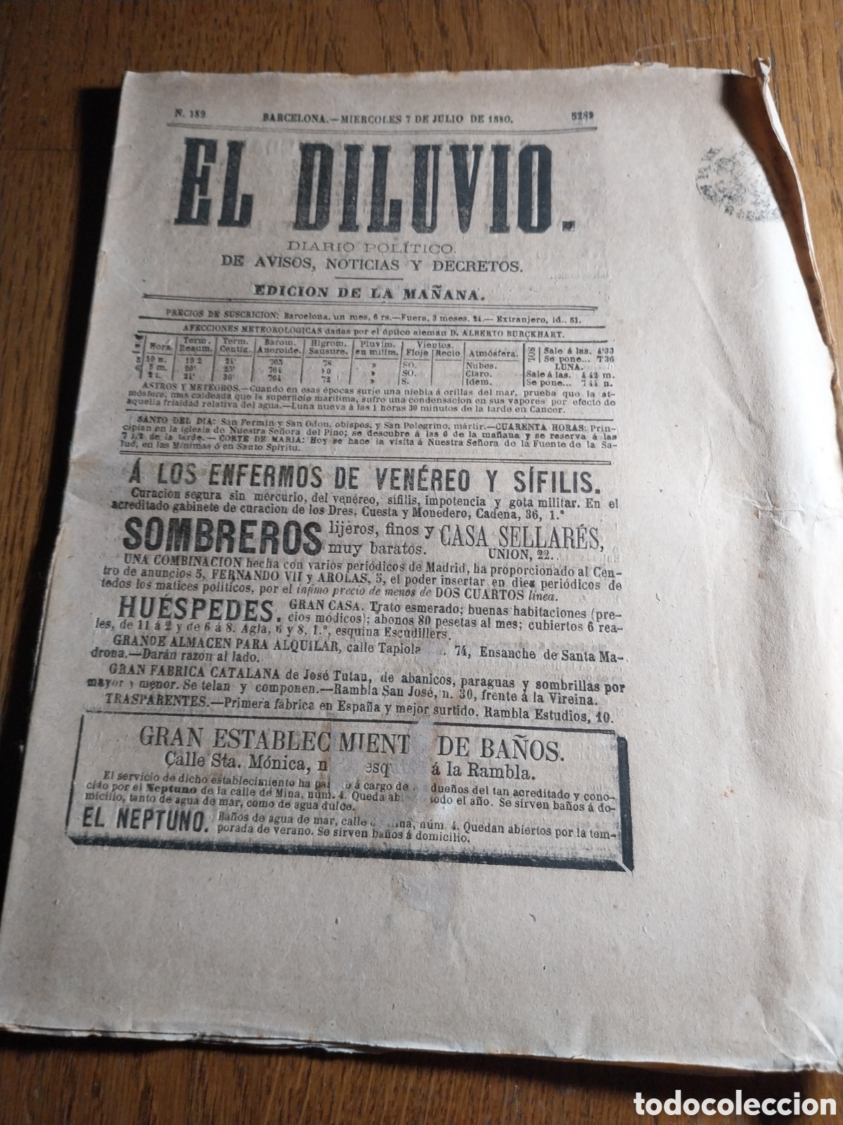 Coleccionismo de Revistas y Peri&oacute;dicos: EL DILUVIO 1880 BAILE EN CAFE DE ESPARRAGUERA. RUMORES DE ALTERCADOS EN VALLS. DON CARLOS DE BORBON