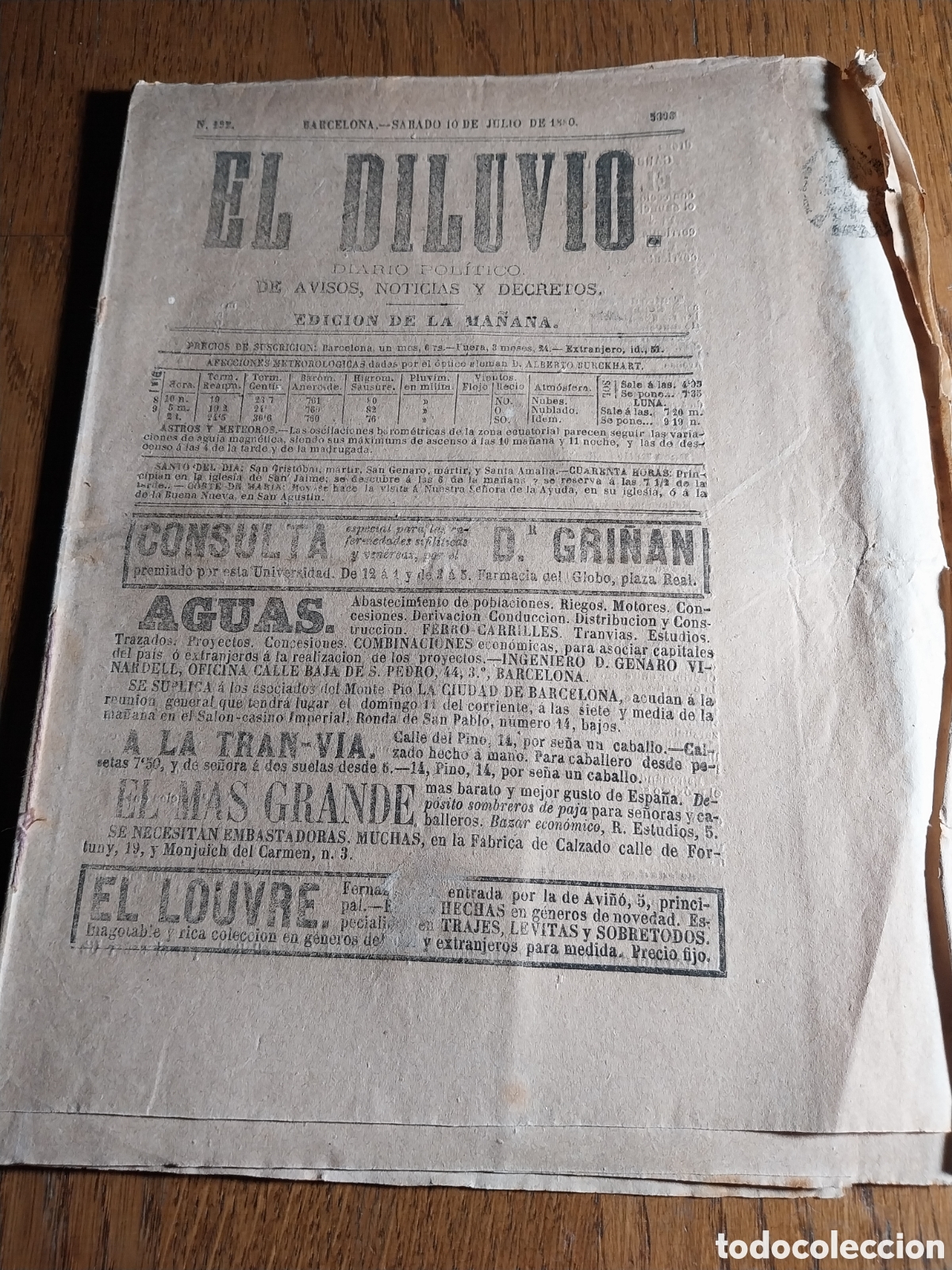 Coleccionismo de Revistas y Peri&oacute;dicos: EL DILUVIO 1880 DON CARLOS DE BORBON Y EL GRAL BOET ANTE EL JURADO DE MILAN. LA CAUSA DEL TOISON