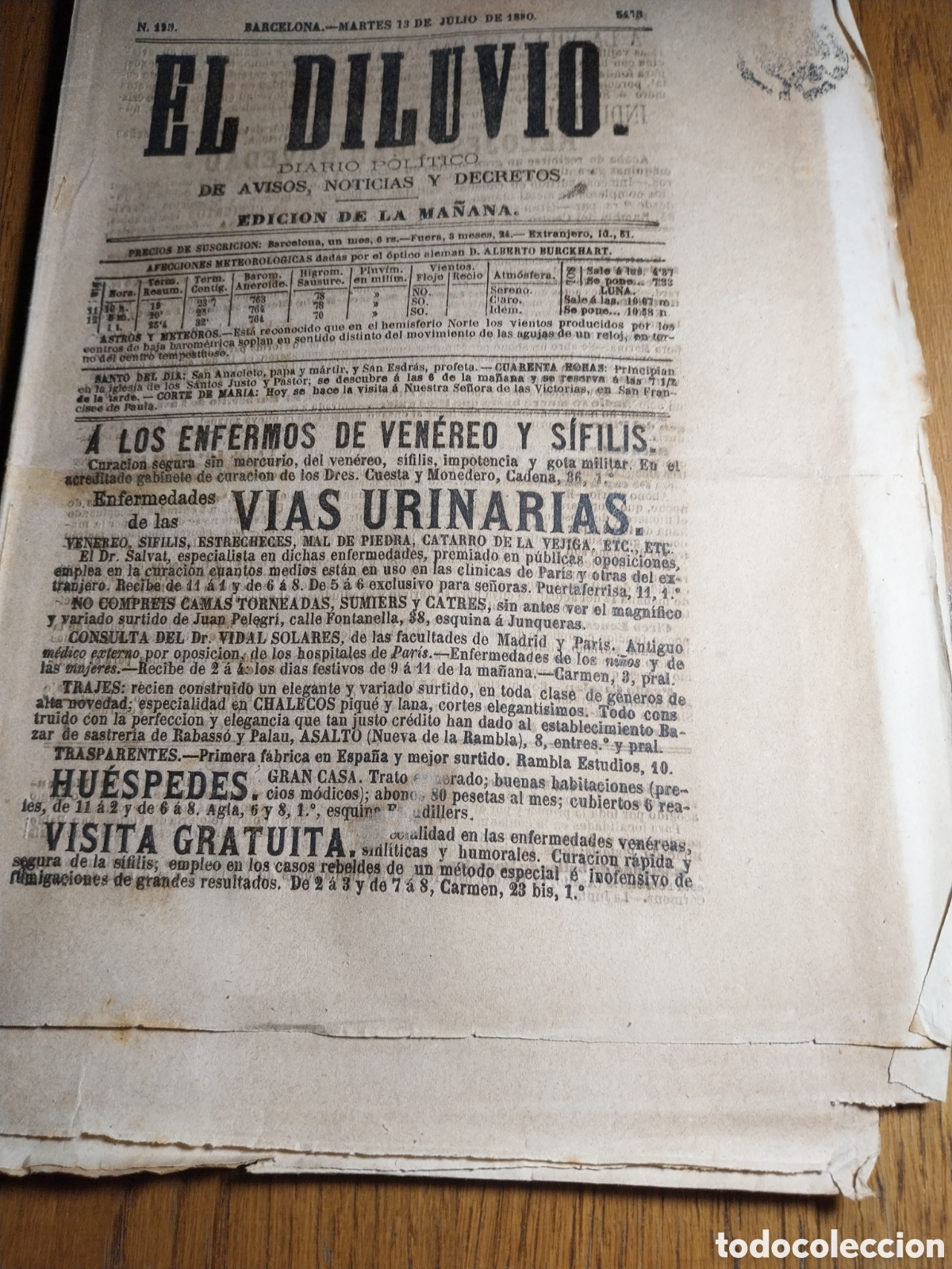 Coleccionismo de Revistas y Peri&oacute;dicos: EL DILUVIO 1880 VALLE DE RIBAS ESTABLECIMIENTO DE MONTAGUT.DON CARLOS DE BORBON Y EL GRAL BOET XVIII