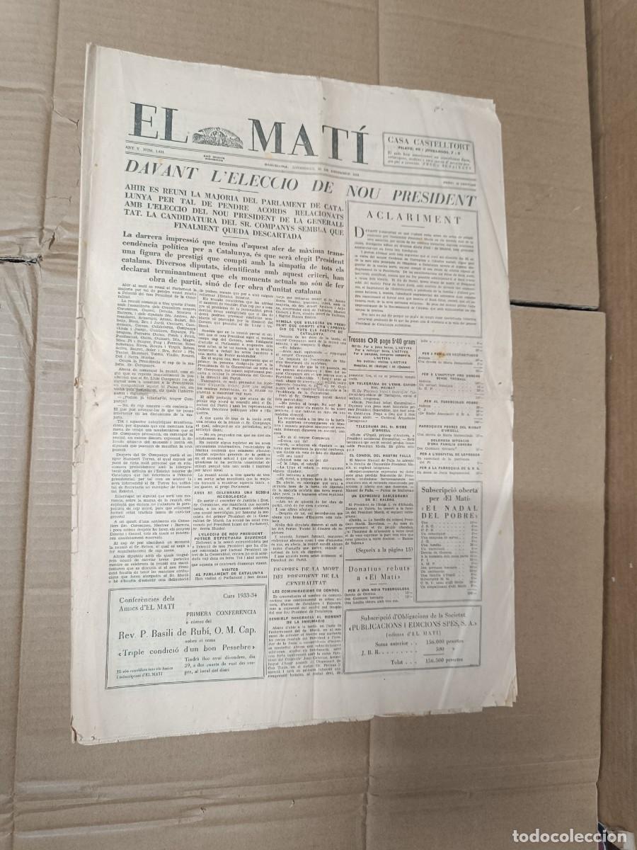 Collectionnisme de Revues et Journaux: ANTIGUO DIARIO CATALAN DE 1933, EL MAT&Iacute;, COMPANYS REPUBLICA -L4