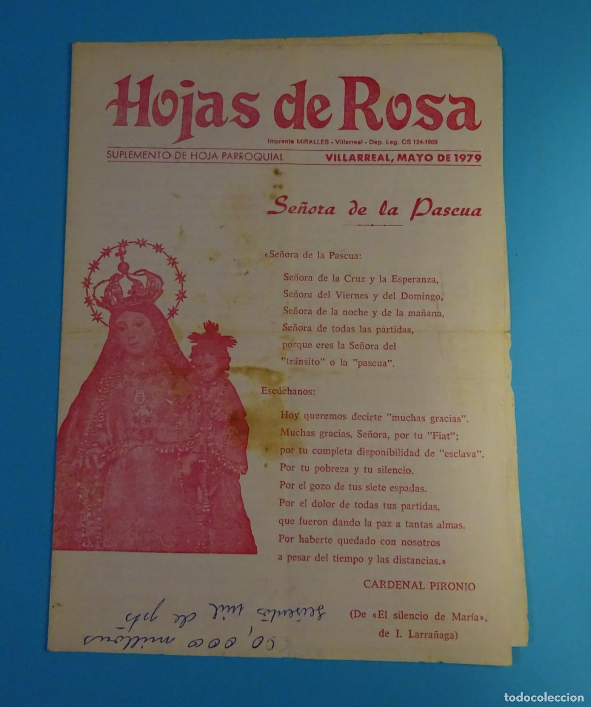 Sammeln von Zeitschriften und Zeitungen: HOJAS DE ROSA. D&Iacute;PTICO SUPLEMENTO DE HOJA PARROQUIAL. VILLARREAL, MAYO DE 1979