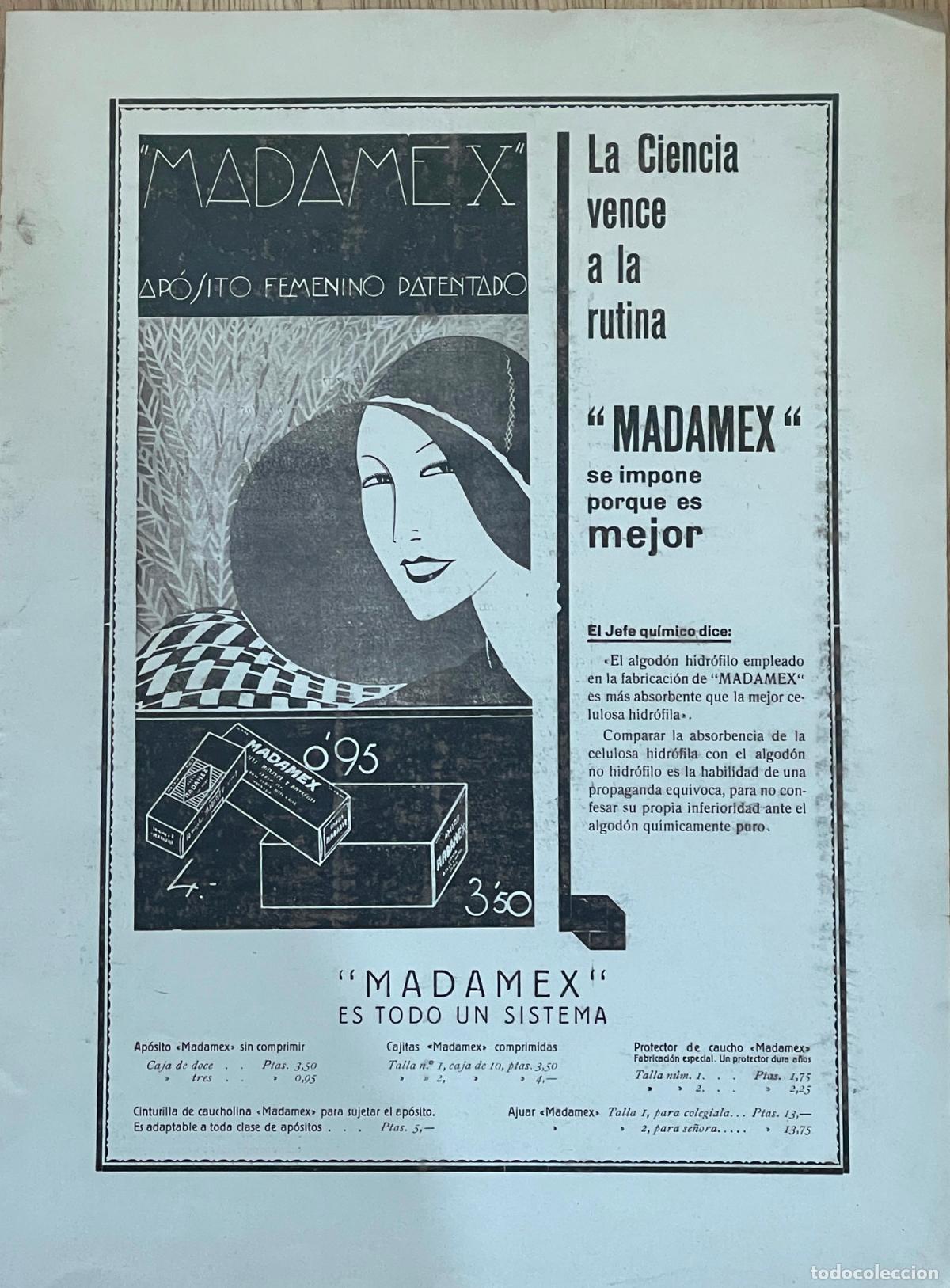 Collezionismo di Riviste e Giornali: Publicidad ap&oacute;sito femenino (compresas) MADAME X -1931