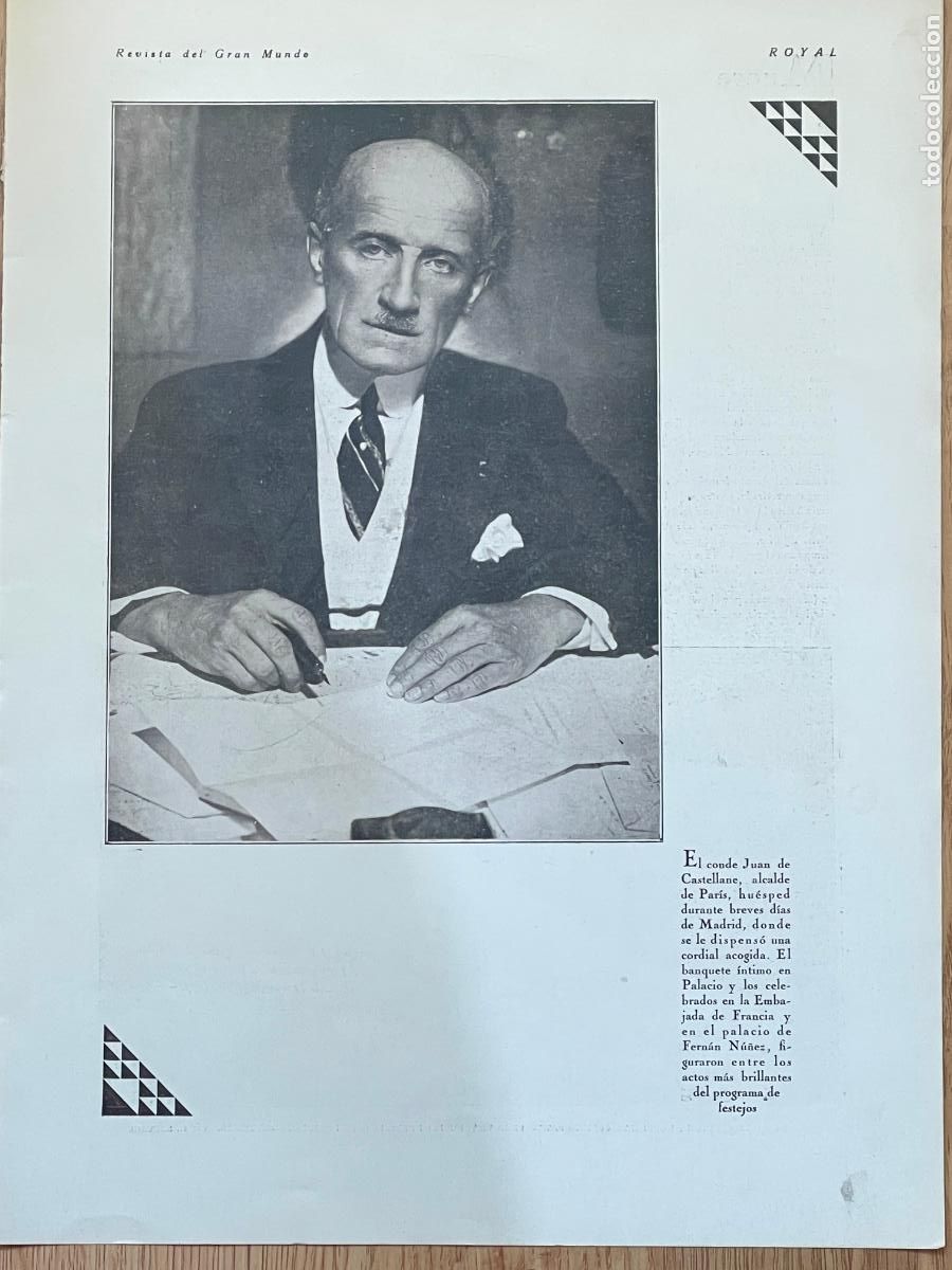 Collezionismo di Riviste e Giornali: Conde Juan de Castellade, alcalde de Par&iacute;s. Reverso, mariscal y mariscala Jofr&eacute; - 1931