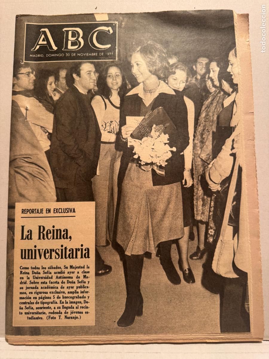 Coleccionismo de Revistas y Peri&oacute;dicos: PERI&Oacute;DICO ABC 30 NOVIEMBRE de 1975 LA REYNA