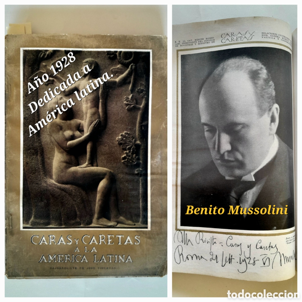 Coleccionismo de Revistas y Peri&oacute;dicos: Mussolini en Caras y Caretas 1.928 Dedicada a Am&eacute;rica latina. Fotos reyes, presidentes, pr&oacute;ceres etc