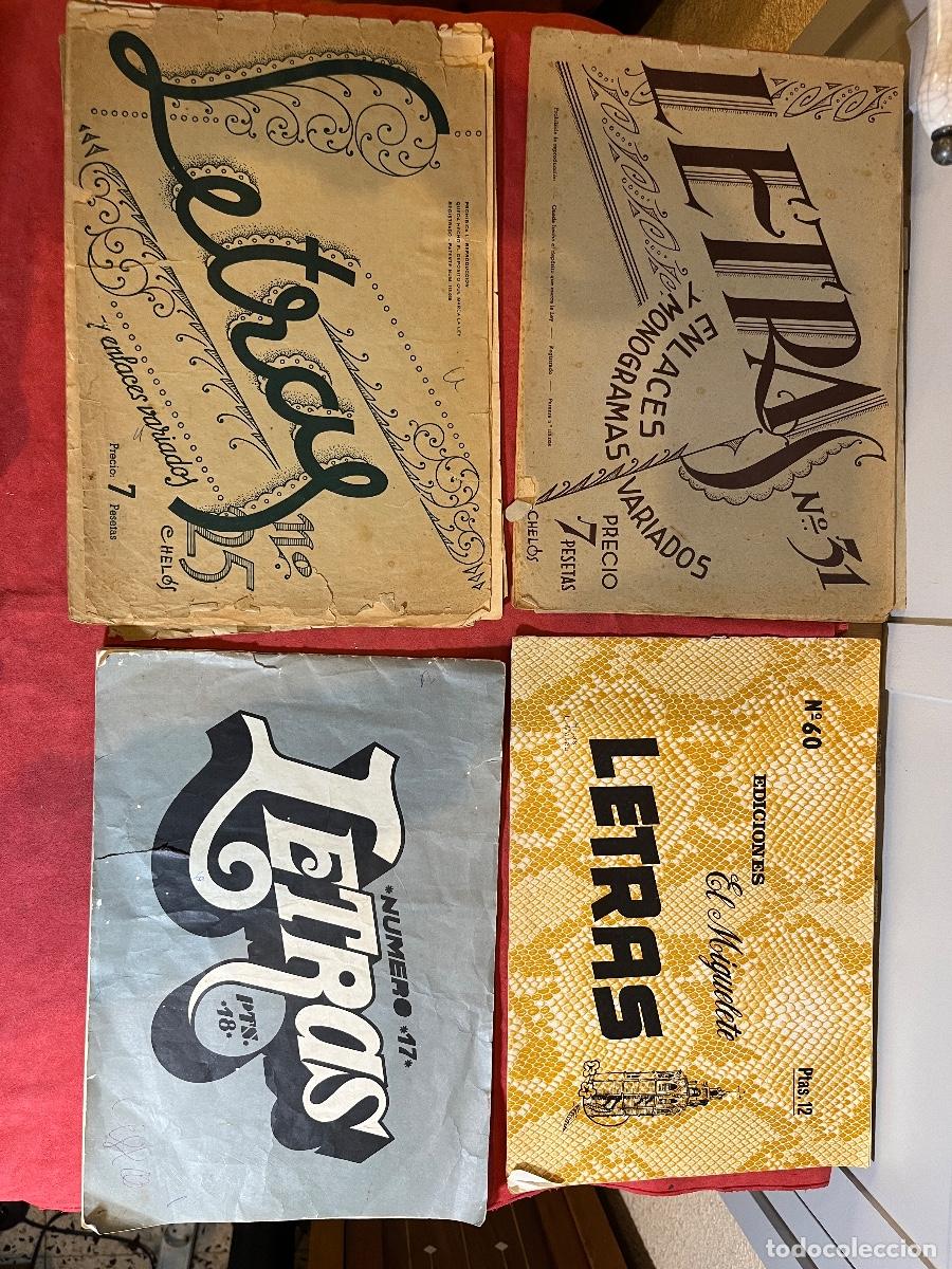 Coleccionismo de Revistas y Peri&oacute;dicos: Lote 4 cuadernos antiguos &ldquo;Letras y Enlaces&rdquo; &ndash; monogramas y abecedarios decorativos &ndash; Chel&oacute;s / El Mi
