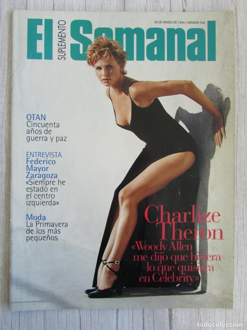 Collectionnisme de Revues et Journaux: RECORTE REVISTA SUPLEMENTO SEMANAL 596 1999 CHARLIZE THERON. PORTADA Y 7 P&Aacute;GS