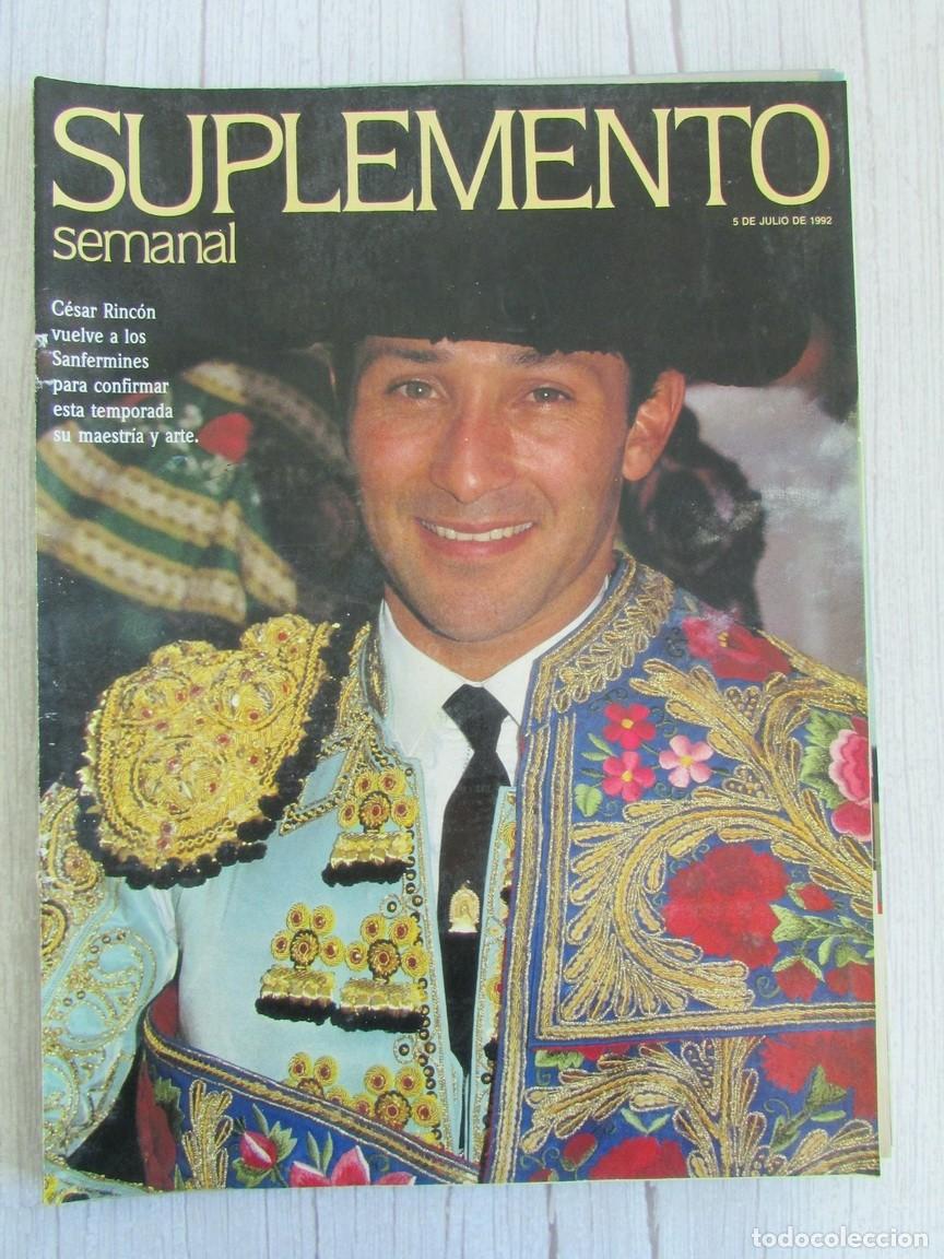 Coleccionismo de Revistas y Peri&oacute;dicos: RECORTE SUPLEMENTO SEMANAL 5 JULIO 1992 ELTON JOHN 4 P&Aacute;GS. C&Eacute;SAR RINC&Oacute;N, PORTADA Y 3 P&Aacute;GS