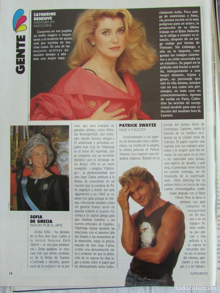 Sammeln von Zeitschriften und Zeitungen: RECORTE SUPLEMENTO SEMANAL 24 MAYO 1992 CATHERINE DENEUVE. PATRICK SWAYZE