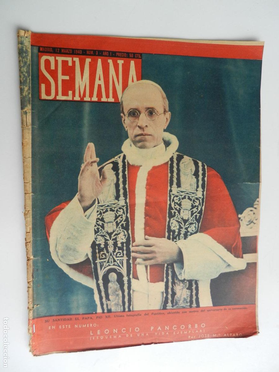 Coleccionismo de Revistas y Peri&oacute;dicos: SEMANA N&ordm; 3 REVISTA -12- MARZO 1940 - LEONCIO PANCORBO - UNA VIDA EJEMPLAR