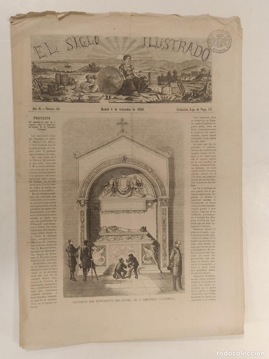 Coleccionismo de Revistas y Peri&oacute;dicos: EL SIGLO ILUSTRADO - A&Ntilde;O 1868 MADRID -PROYECTO MONUMENTO LEOPOLDO O'DONNELL ETC-VER FOTOS-(V-27.544)