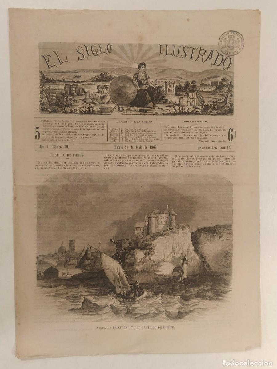 Coleccionismo de Revistas y Peri&oacute;dicos: EL SIGLO ILUSTRADO - A&Ntilde;O 1868 MADRID-CIUDAD Y CASTILLO DE DIEPPE-HILANDERA ETC-VER FOTOS-(V-27.546)