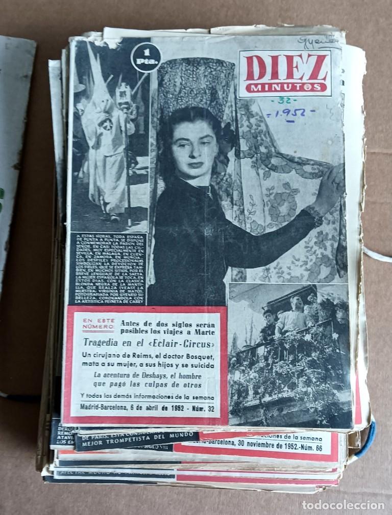 Collectionnisme de Revues et Journaux: Lote de revistas 10 MINUTOS - N&ordm; 32 abril 1952 N&ordm; 60 octubre 1950 al 121 20 diciembre 1953
