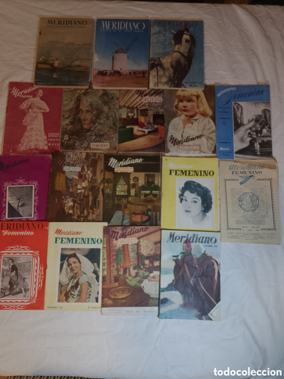 Coleccionismo de revistas y peri&oacute;dicos: LOTE 17 REVISTAS A&Ntilde;OS 40 50 MERIDIANO FEMENINO RECETAS RELATOS TRUCOS ETC ..