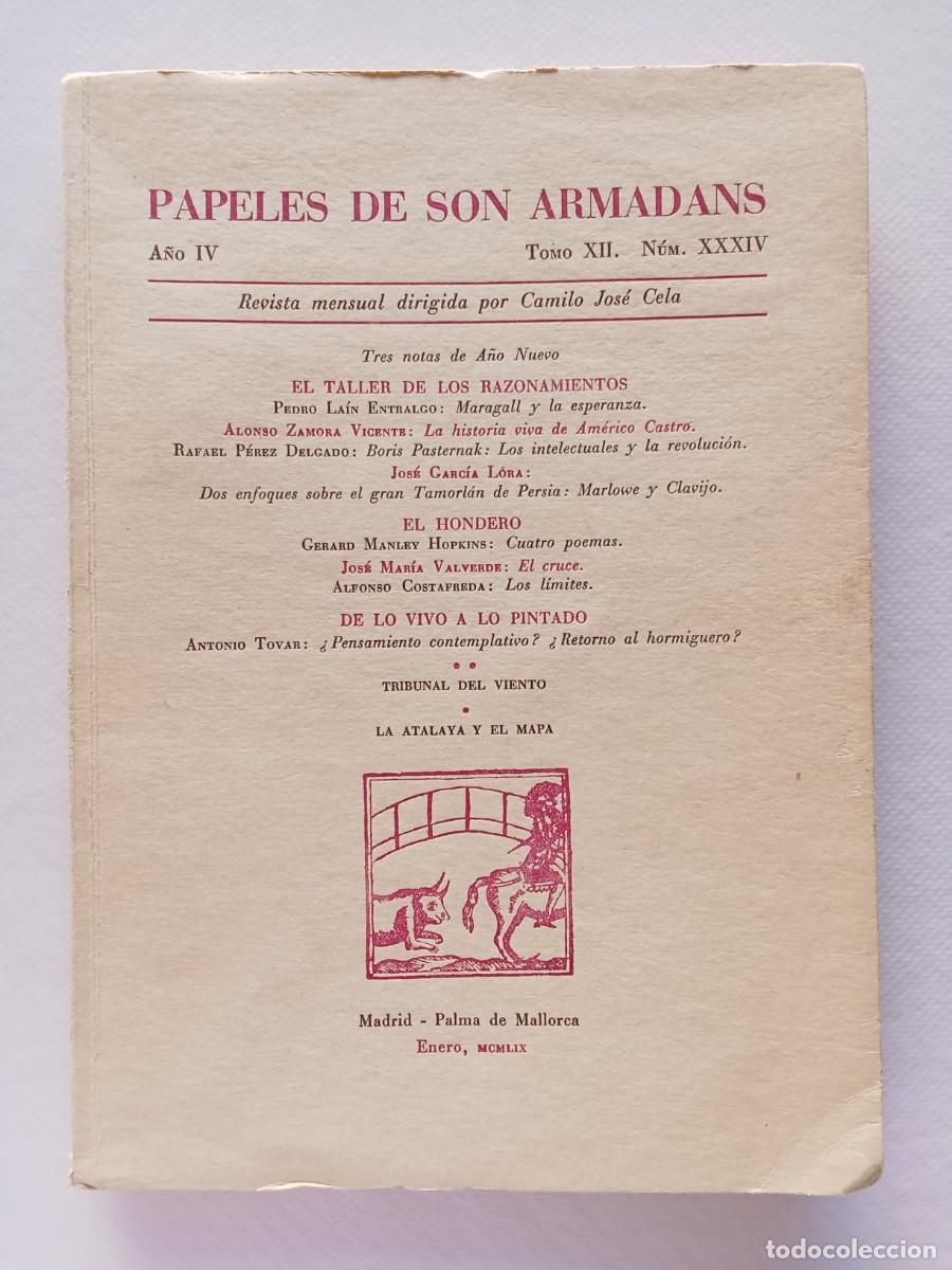 Coleccionismo de Revistas y Peri&oacute;dicos: Pedro La&iacute;n Entralgo PAPELES DE SON ARMADANS TOMO XII N&uacute;mero XXXIV REVISTA CAMILO JOS&Eacute; CELA A&ntilde;o IV