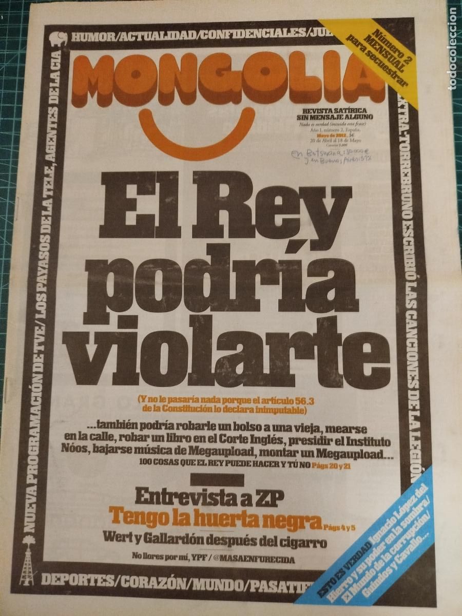 Coleccionismo de revistas y peri&oacute;dicos: REVISTA MONGOLIA N&ordm; 1 EL REY PODR&Iacute;A VIOLARTE. SAT&Iacute;RICA POLITICA